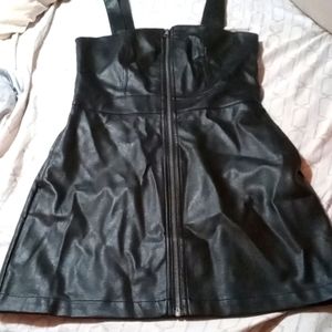 Women's Wild Fable Zip Up Front Faux Leather Jumper Dress/Mini Skirt